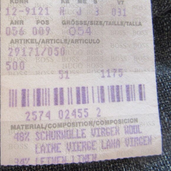 Hugo Boss Maks Wool and Linen Jacket, German Made, Size 54, Charcoal Gray, K215 - Picture 7 of 7